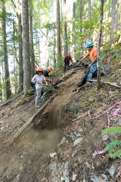 Carefully backfilling all the material that came out of the soil pit with a heavy canvas tarp
