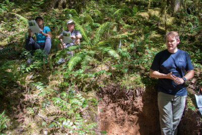 Jeff Hatten (right) presents on soils and carbon