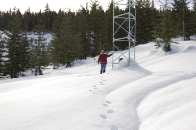 Upper Lookout meterological station during April 2008 snow event